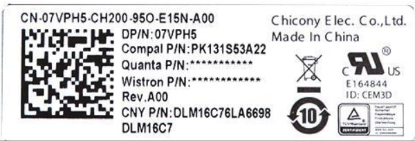 Dell keyboard part number identification